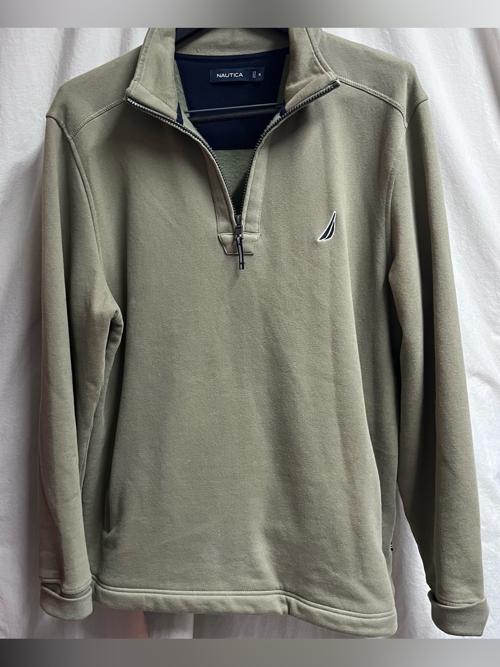 Nautica Men's 1/4 Zip Collared Sweatshirt Size XL Olive Green